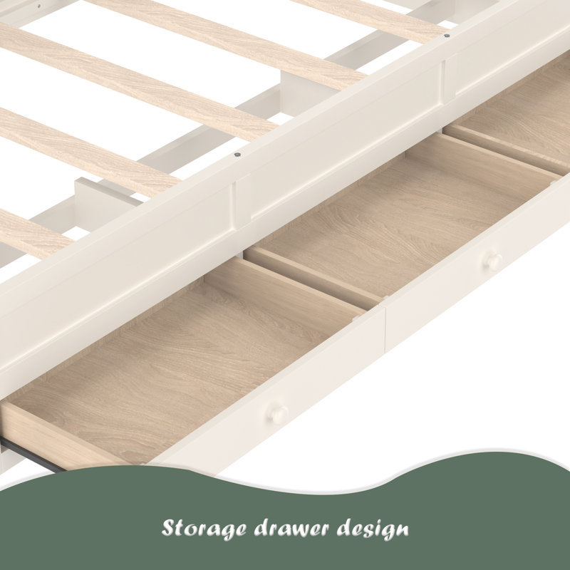 Lit plateforme avec tête de lit tapissier, lit gigogne simple et 3 tiroirs, cadre de lit à baldaquin princesse pour enfants, rangement et assemblage facile