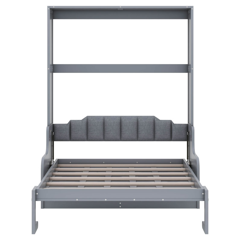 Queen Size Murphy Bed With Cushion, Grey