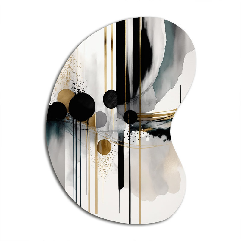 «Abstract Transitional Shapes V», reproduction d'art asymétrique noire en métal, H 31 po x l 22 po
