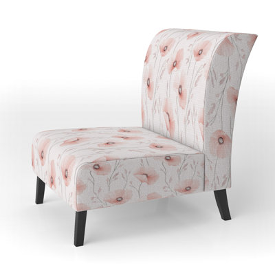 French Country Accent Chair - Blush Poppies Pink Slipper Chair