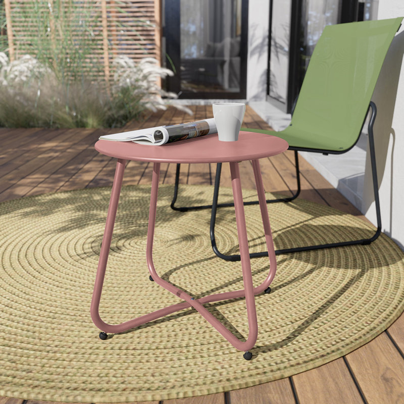 Mickelsen Steel Patio Side Table, Pink