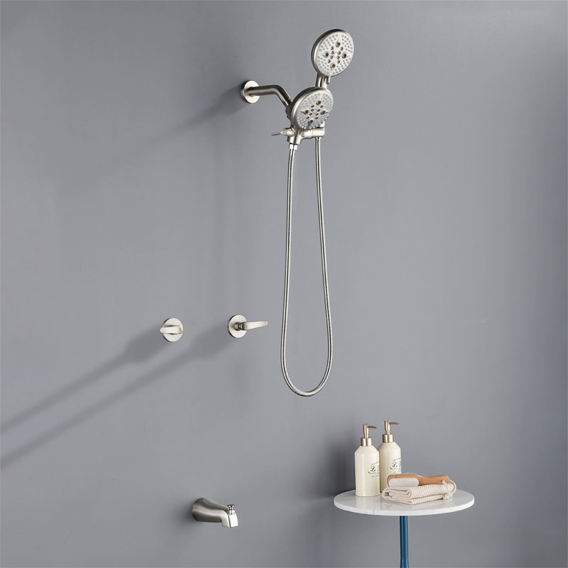 Volume Control Complete Shower System with Rough in-Valve, Brushed Nickel