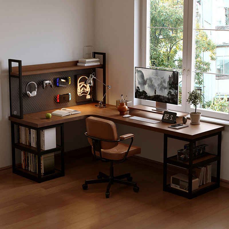Bureau d'écriture en bois massif de couleur noyer foncé, H 61,02 po x l 78,74 po x P 47,24 po, Retour à gauche