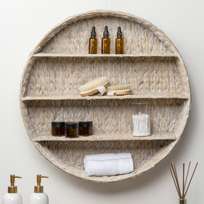 Annulus 3-Shelf Circular Hand-Woven Hyacinth Wall Rack