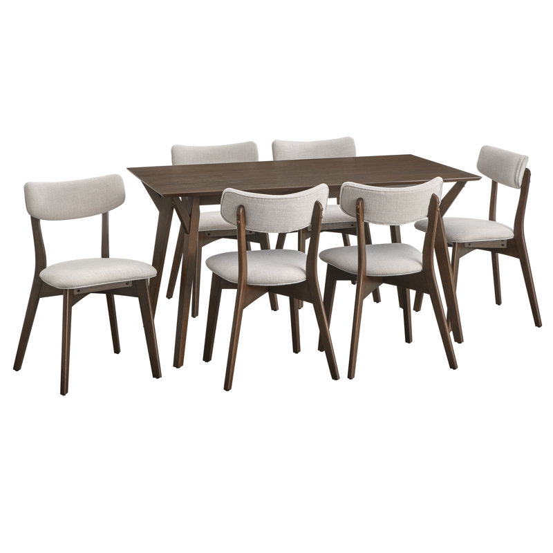 Ensemble de salle à manger Colella, 7 pièces : table, 6 chaises, Beige