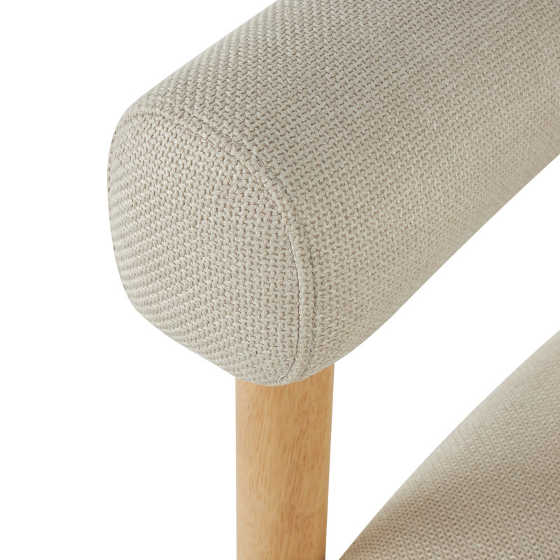 Fauteuil d'appoint rond beige en polyester brun clair avec structure en bois brun clair Sara