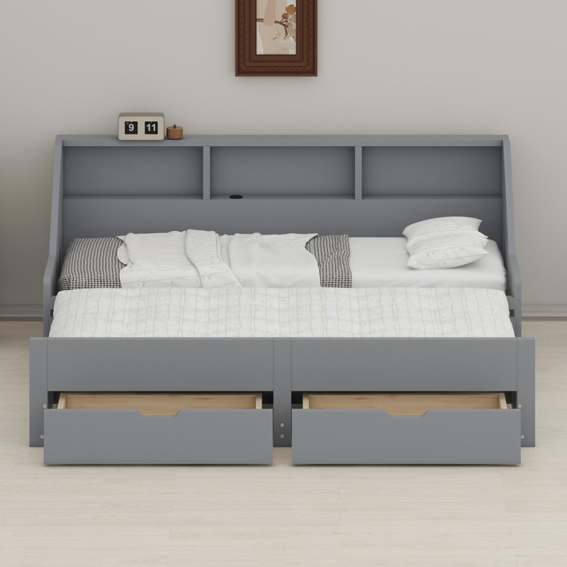 Multifunctional Daybed with Storage Drawers, Gray