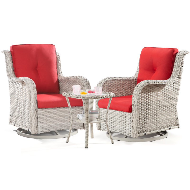 Ensemble bistro pour l'extérieur avec coussins 20,00 po L 2 personnes Behrend Square, Rouge