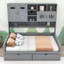 Wooden Daybed with Shelves and 2 Drawers-187199599-187199597