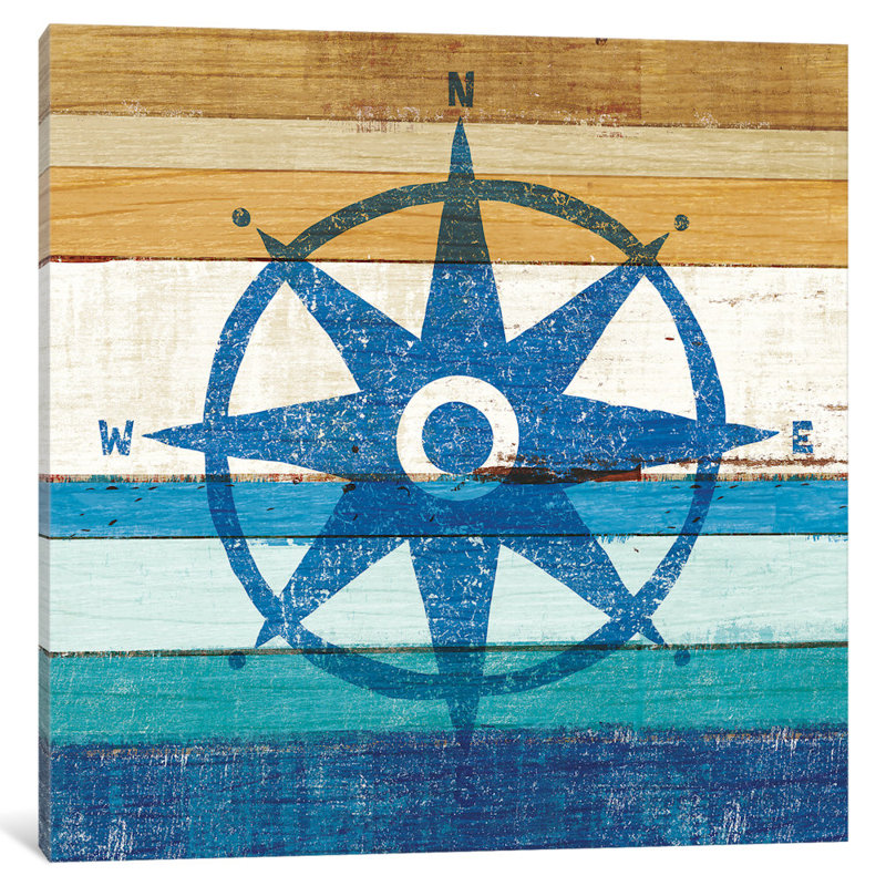 «Beachscape Series: Compass I», impression sur toile, H 12 po x l 12 po x P 1,5 po, Toile tendue, Pas de tapis