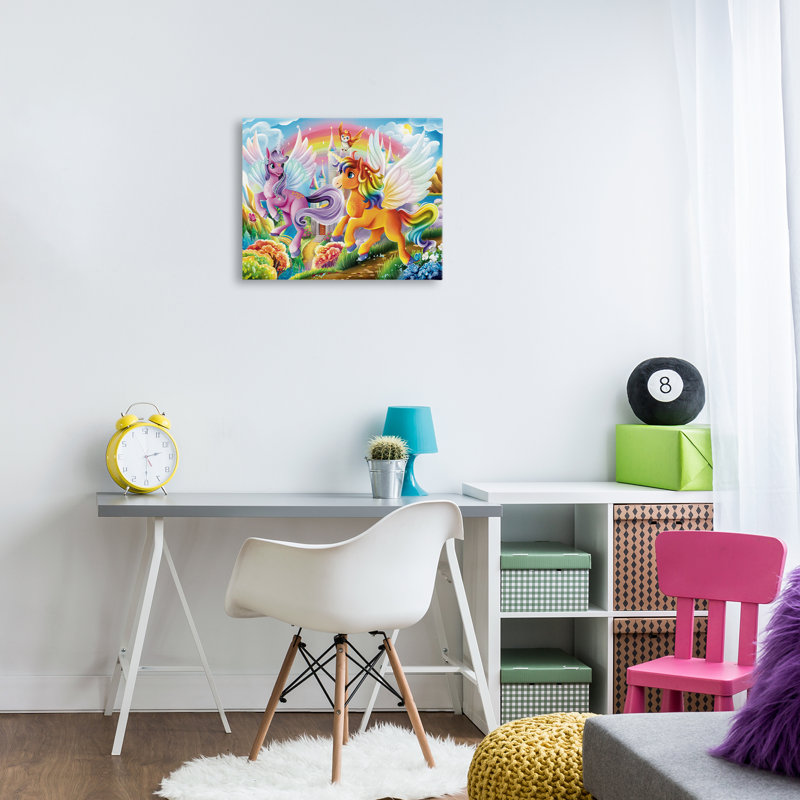 Art mural sur toile «Fluttering Unicorns & Rainbow» par Image World, H 16 po x l 20 po