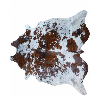 Cuir de vache de 6 pi x 7 pi/brun/blanc Tapis décoratif
