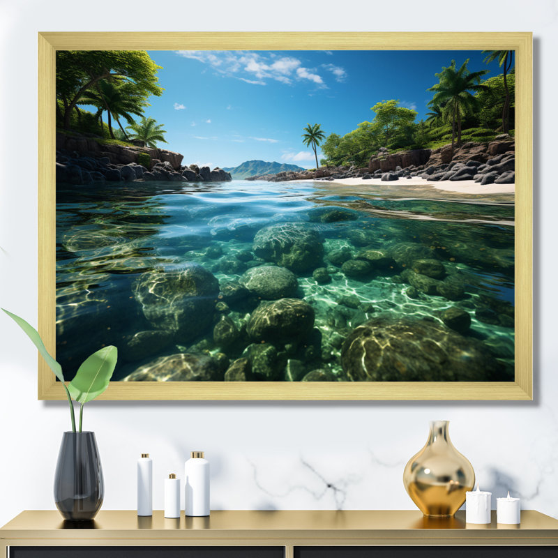 Caraibe Island Serenity - impression, Encadrement doré, H 24 po x l 32 po x P 1 po