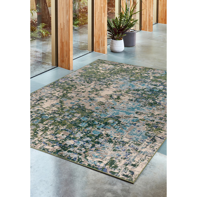 Antebi Abstract Green Area Rug, Rectangle 160 x 230 cm