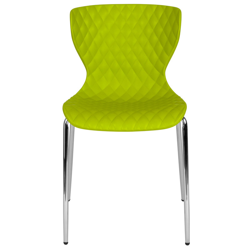 Citrus Green Plastic Stacking Chairs with Metal Legs, Set of 4