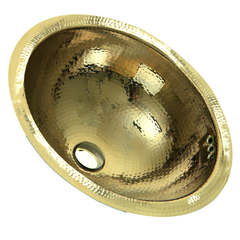 Lavabo de salle de bain circulaire encastré en métal avec trop-plein Brightwork Home