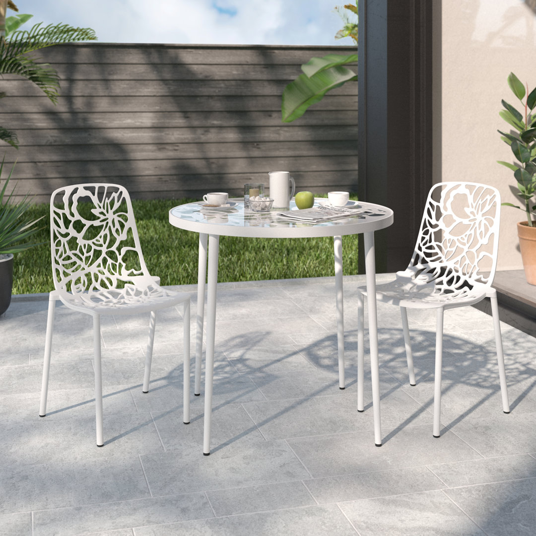 Houser 2 - Person Metal Patio Dining Set with Round Table Wildon Home® 