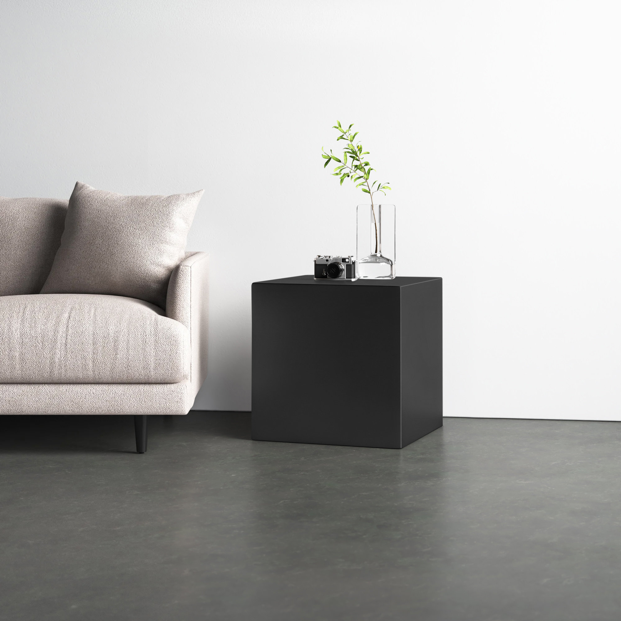 Jules End Table, 16" H x 16" W x 16" D, Black