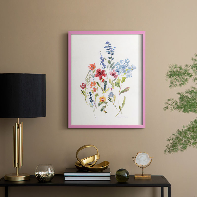 «Spring Flower Garden I», reproduction encadrée - bois massif, Rose, H 11 po x l 9 po