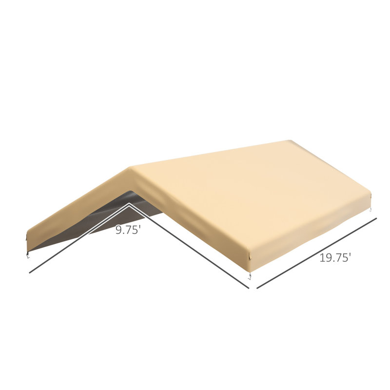 Housse de remplacement pour abri d'auto 10 'x 20', imperméable et protégé contre les rayons UV pour abri de voiture avec cordes élastiques