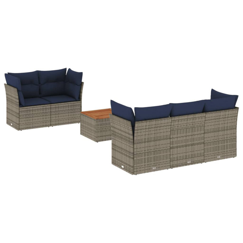  Ensemble de canapé de patio 6 pièces avec coussins en rotin de polyester gris