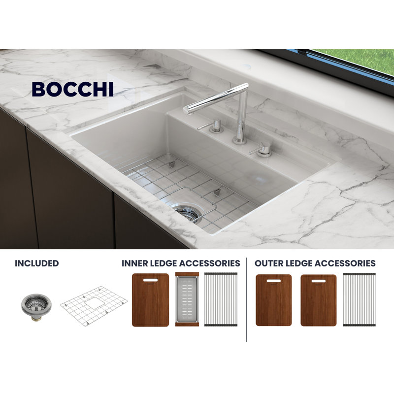 Baveno 27 in. L Dual Mount Single Basin Kitchen Sink, 3 hole, White