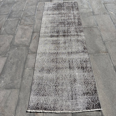 Anatolian Vintage Runner Rug in Gray for Hallway and Floor - Turkish Origin and Design