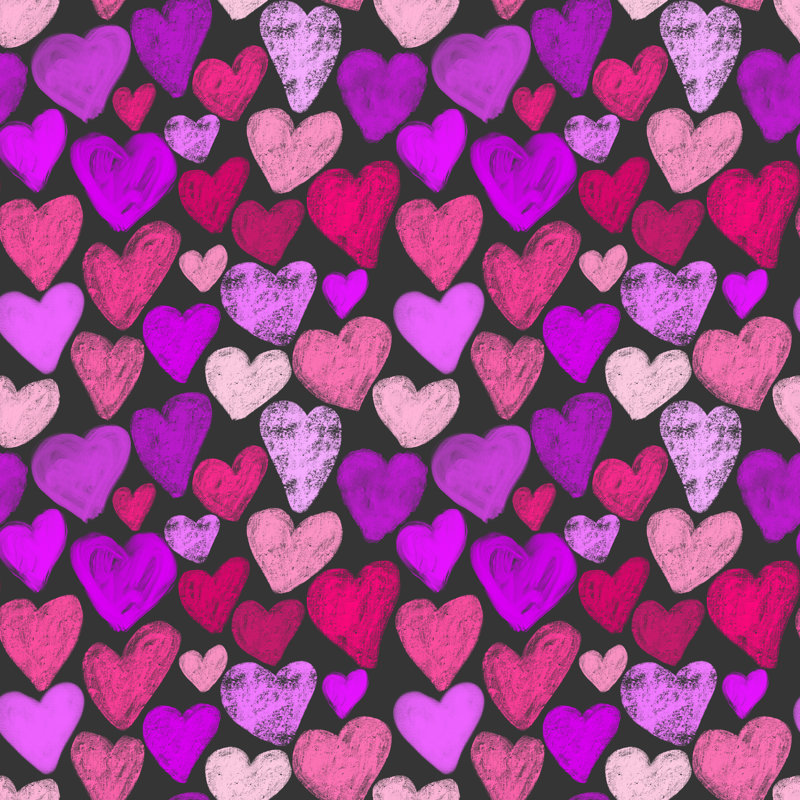 Seamless Pattern With Simple Pink And Purple Hearts by Punnarong - Wrapped Canvas Print, 30cm H x 30cm W x 3.8cm D