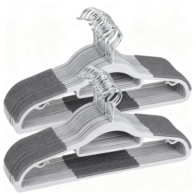 Cintres en plastique robustes avec patins antidérapants, paquet de 50 (gris)