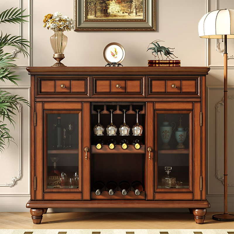 Walnut Retro Solid Mahogany  Accent Cabinet