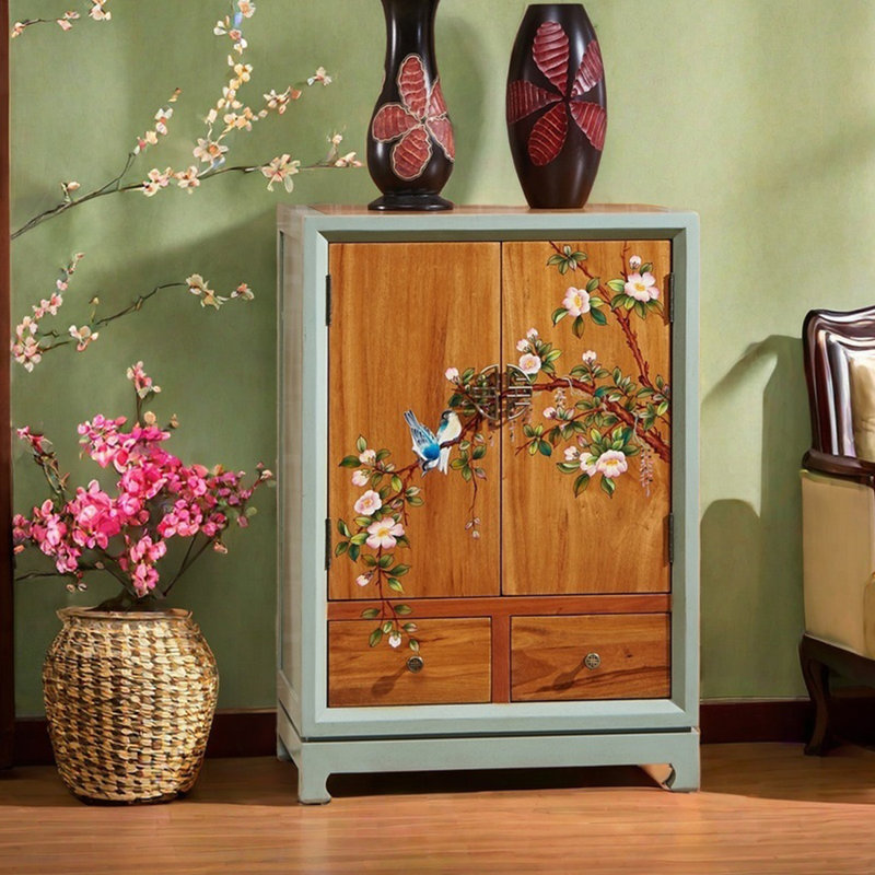 Two-door, two-drawer painted accent cabinet