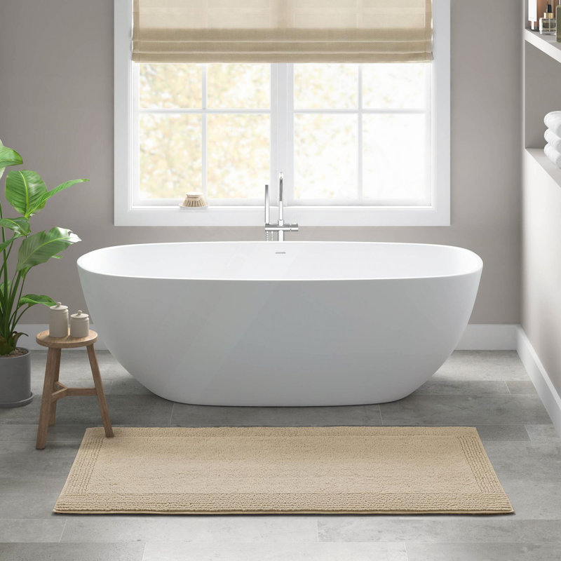 1 tapis de salle de bain réversible 100% coton 3000 g / m² touffeté 3000 g / m², Naturel, Simple - L 44 po x l 24 po
