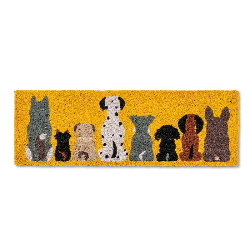 Tapis de porte d'extérieur 30 po x 10 po Drewight Row of Dogs
