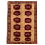 Tapis décoratif beige en laine noué à la main de conception unique 6 pi 9 po X 9 pi 2 po noué à la main New Age