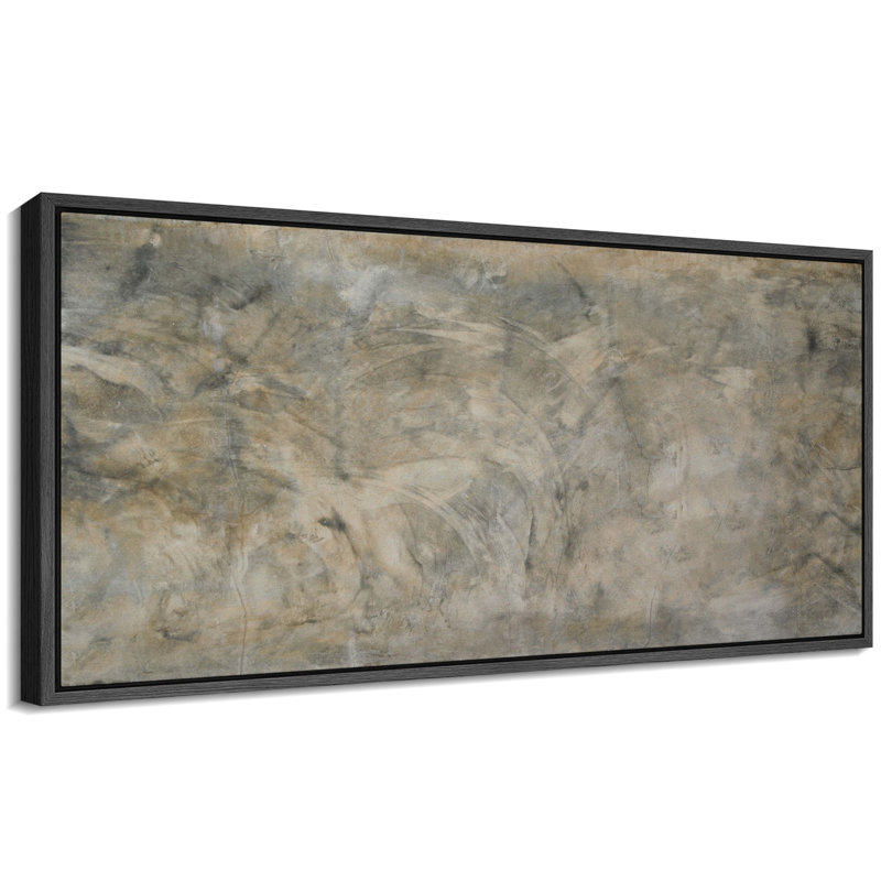 «Rustic Grunge Green Abstract Extra Large», reproduction d'art sur toile encadrée, H 30 po x l 60 po, Noir, noir, noir, noir
