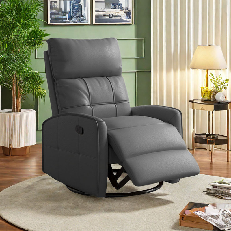 Kulmene Faux Leather Recliner, Gray Faux Leather