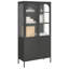 Modern Highboard - Armoire de rangement en acier et verre noir 35,4 ", hauteur 70,9"