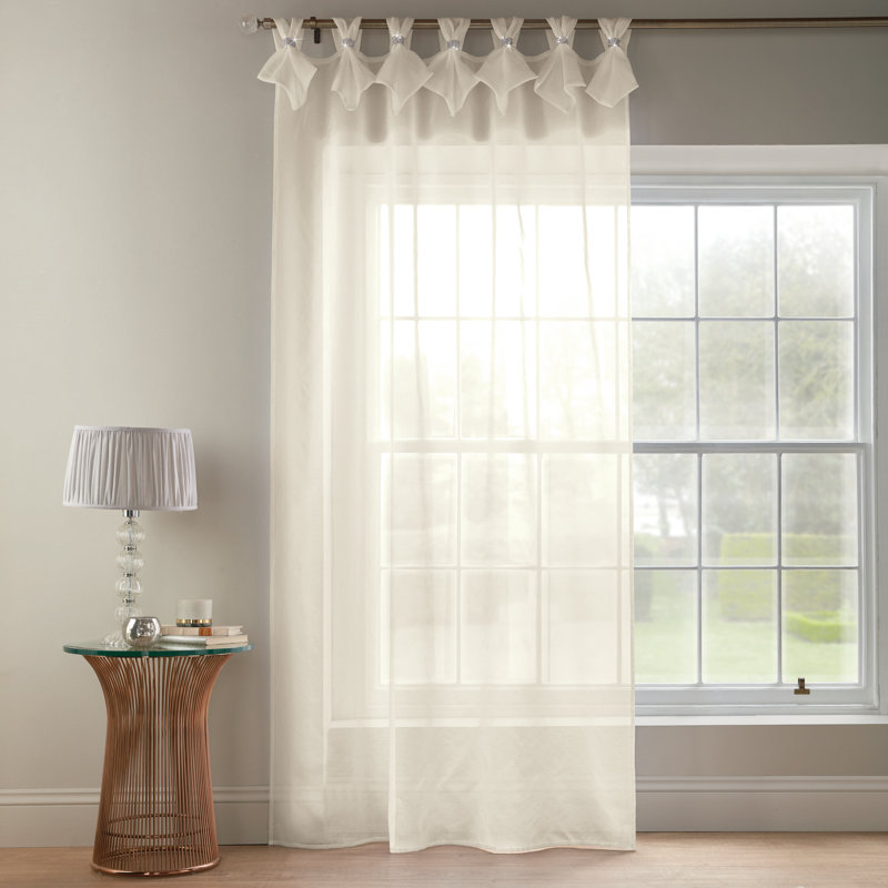 Aoibhne Tiara Tab Top Sheer Curtain Panel, 144 W x 274 D cm, Cream
