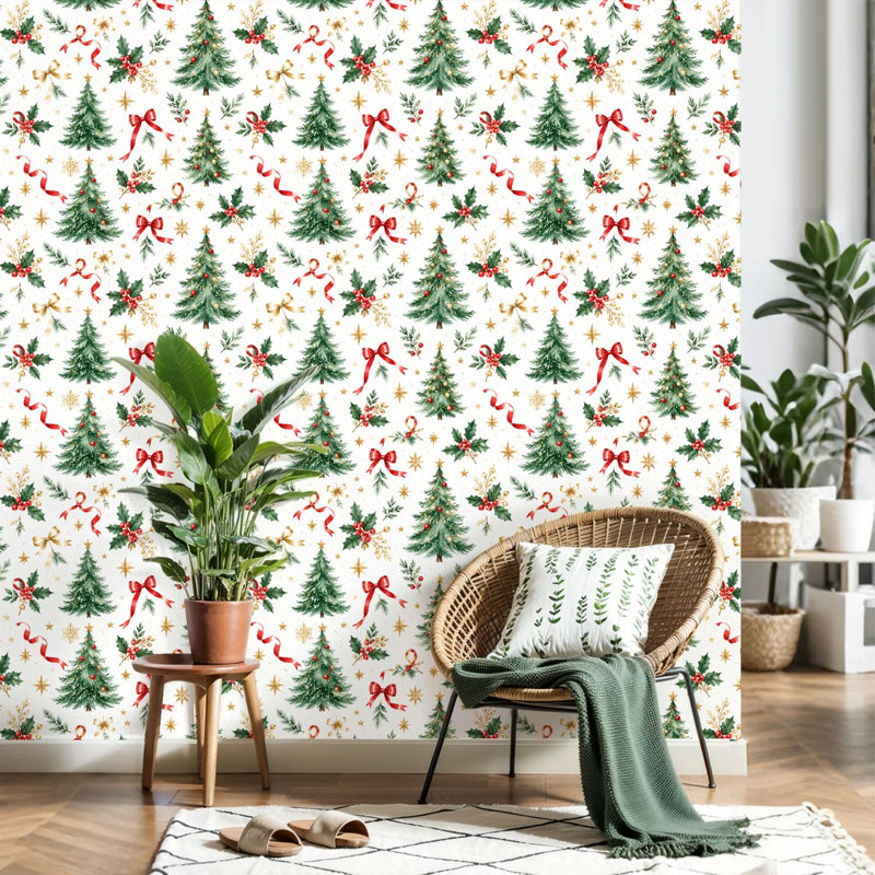 Papier peint auto-adhésif Peel and Stick Christmas Bows, L 17,7 po x L 118 po