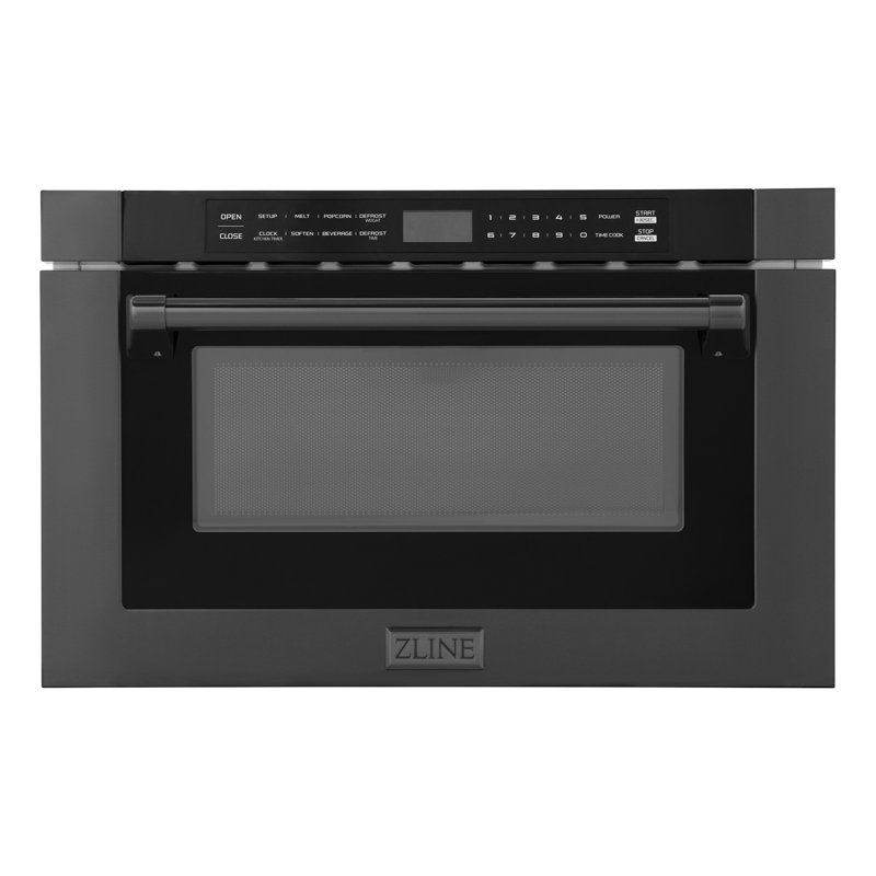 ZLINE 24 in. 1.2 cu. ft. Built-in Microwave Drawer with Traditional Handle, Black Stainless Steel