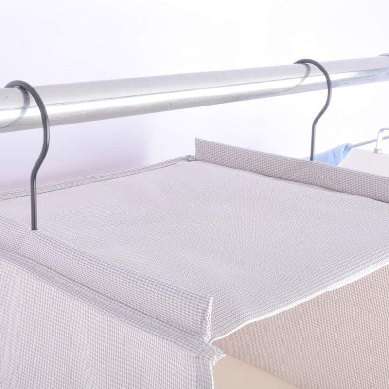 Hanging Closet Organizer For Clothes Sweaters Advanced Cloth 4 Shelves Hanging Wardrobe Storage Shelves, Beige Check Washable(31.5 Inch)