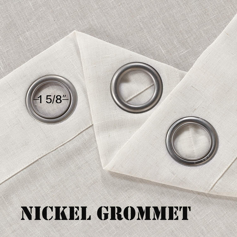 Linen Grommet Curtains for Living Room 2 Panel Drape Semi Sheer Neutral Country Rustic Farmhouse Boho Curtain Bedroom Muslin Look Light Filtering