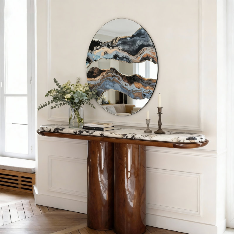60cm Frameless Round Wall Mirror Resin Art Accent Mirror