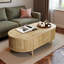 Table basse ovale minimaliste de 47,24 po avec rangement caché et finition grain de bois-130052090
