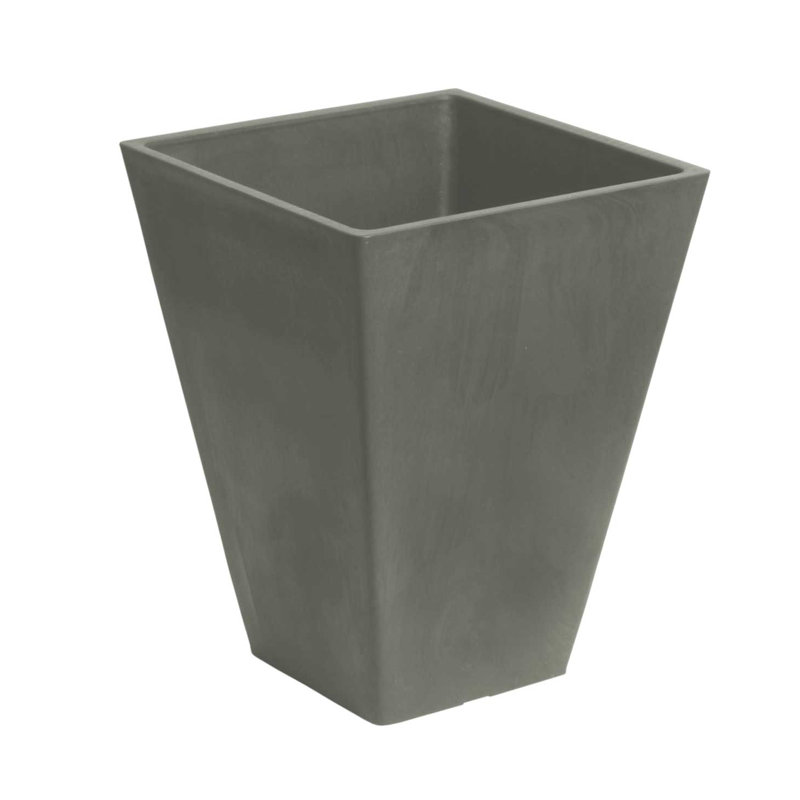 Valencia Tall Charcoal Composite Square Planter with Drainage Holes