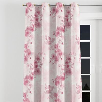 Teens Botanical Window curtains - Fresh Pink Blush Garden Grommet Curtain - 1 Panel