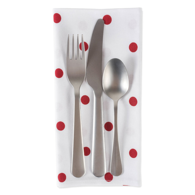 Marriott Cotton Blend Polka Dots Square Napkin, Red/White