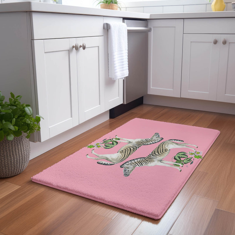 Tapis double lavable Zebra Seeing, Rose, Rectangle 1 pi 8 po x 2 pi 6 po