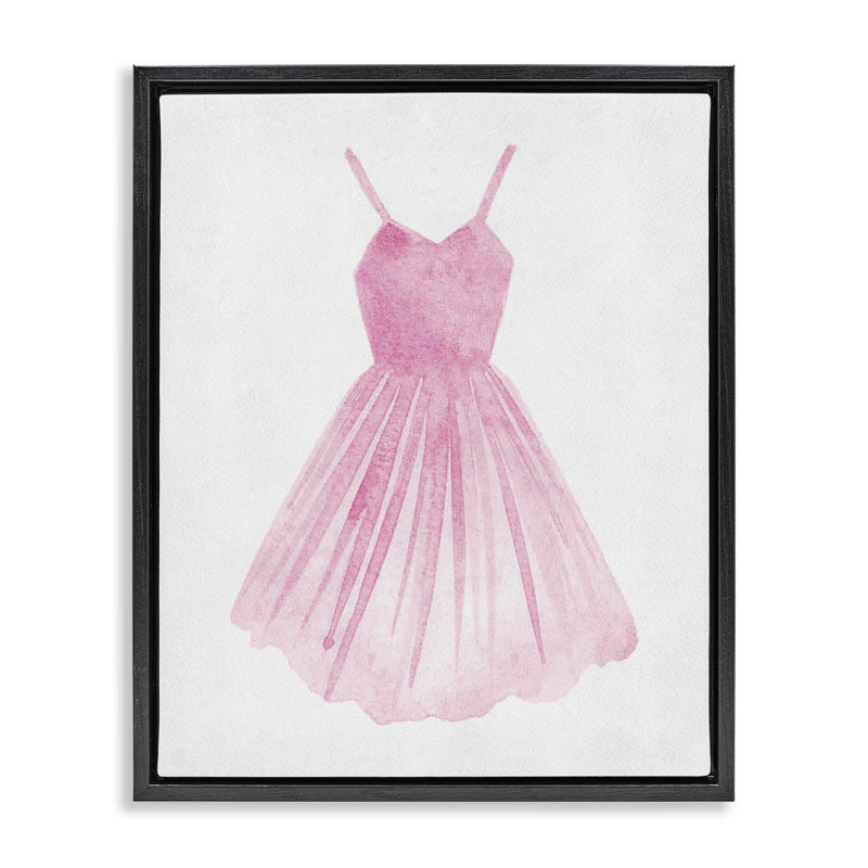 Cadre flottant de robe de ballerine rose, design par Camila Juncos, H 31 po x l 25 po, Cadre flottant noir de jais