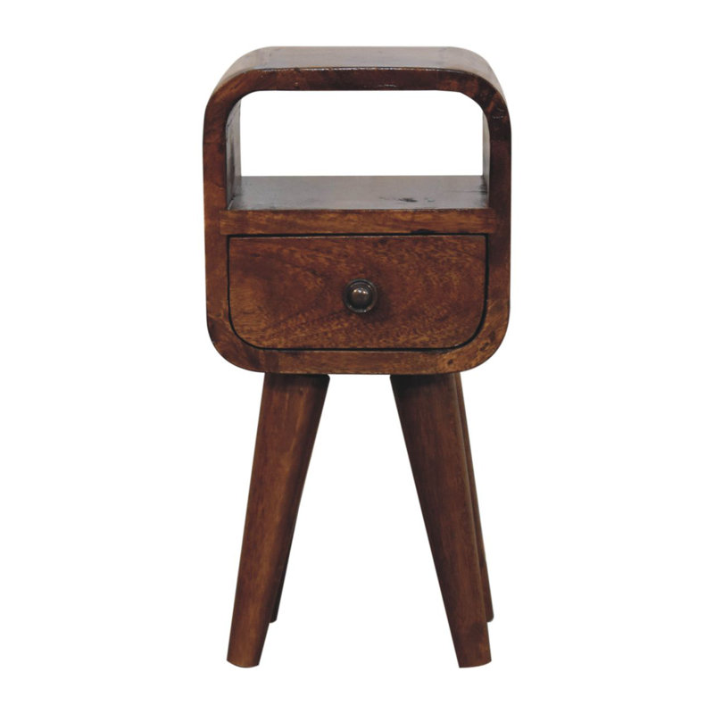 16" Chestnut Solid Wood Square One Drawer Nightstand
